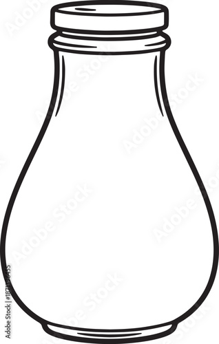 A black and white line of a sealed glass jar with a metal lid and transparent background also transparent background