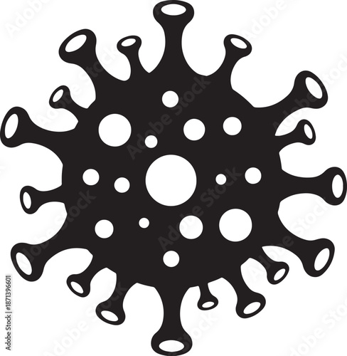 Black and white abstract of a whisk with circular patterns and spiky edges also transparent background