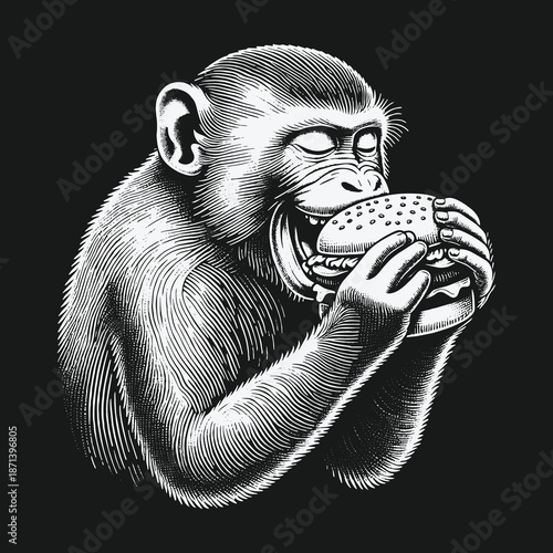 Monkeys Delight: A Burger Feast in Black and White.