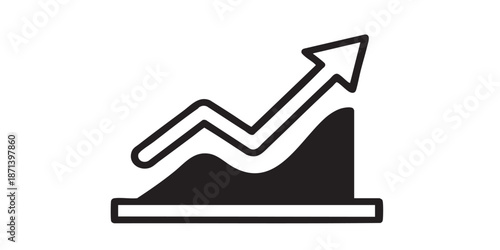 Growing chart vector icon, upward trending graph, outline and filled style, isolated on transparent background, clean modern business and finance illustrationGrowing chart vector icon, upward trending