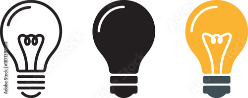 Light bulb icon symbolizing idea, innovation, creativity, and electrical power