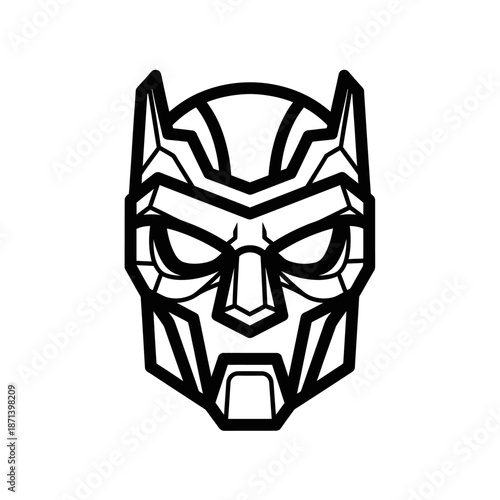 Geometric Futuristic Robot Head Illustration Design.