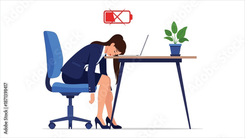 Businesswoman burnout syndrome illustration..eps