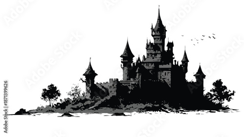 Majestic Castle Silhouette Vector Art and Illustration for Creative Projects