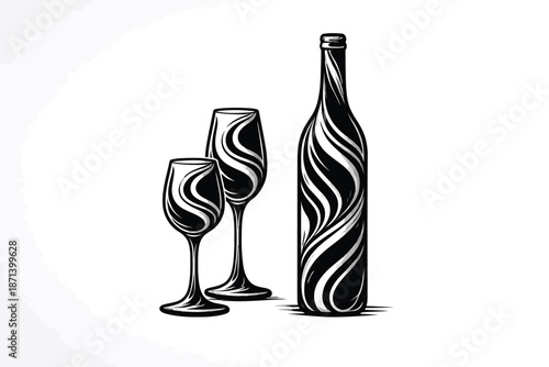 A stylized black and white illustration of a wine bottle and two glasses, reminiscent of a ChatGPT image from January 9, 2026