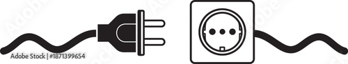 Electric plug and socket connection with cord