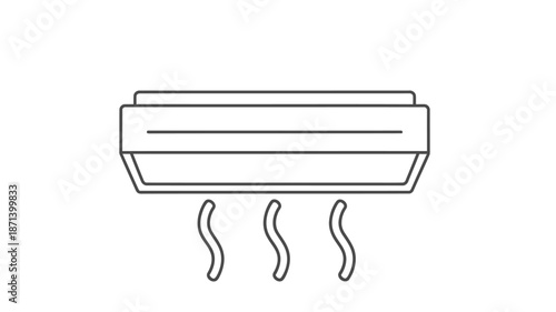 Simple line drawing of a rectangular container with steam rising from its contents