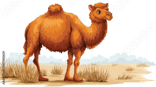 Adorable Camel Cartoon Vector with Outline on White Background for Creative Designs