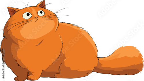 Adorable Cute Cat Cartoon Vector with Outline Isolated on White Background