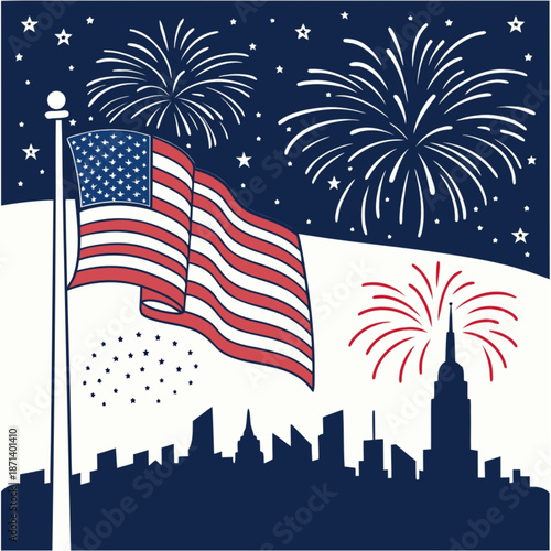 Freedom Celebration Vector with Stars & Stripes