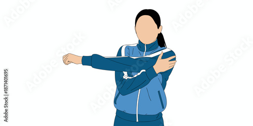 Athletic woman stretching arm muscles in sportswear active lifestyle fitness exercise routine flexible warmup healthy workout for wellness program physical therapy sports training health and personal