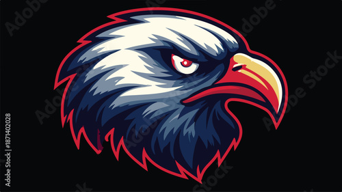 Bold Eagle Head Mascot Vector with Outline on White Background