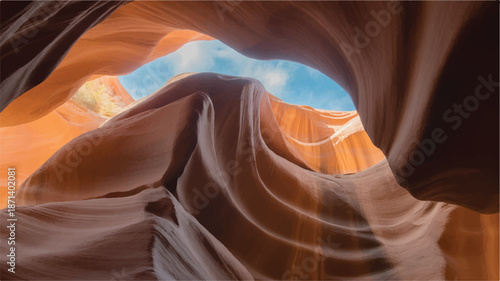 sandstone rock formations in a canyon with blue sky