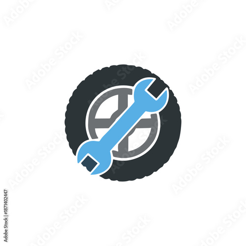 Car tire icon logo flat vector design