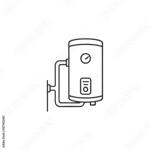 Water heater, geezer linear icon logo flat vector design