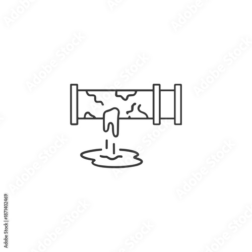 Water pipe leakage linear icon logo flat vector design