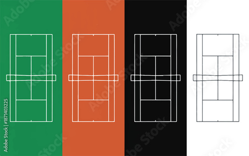 Tennis court diagram on colored backgrounds