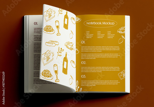 Open Book Mockup with Editorial Layout