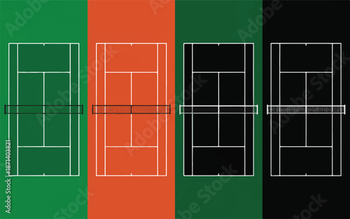 Tennis courts with different colored surfaces and backgrounds  sports infrastructure