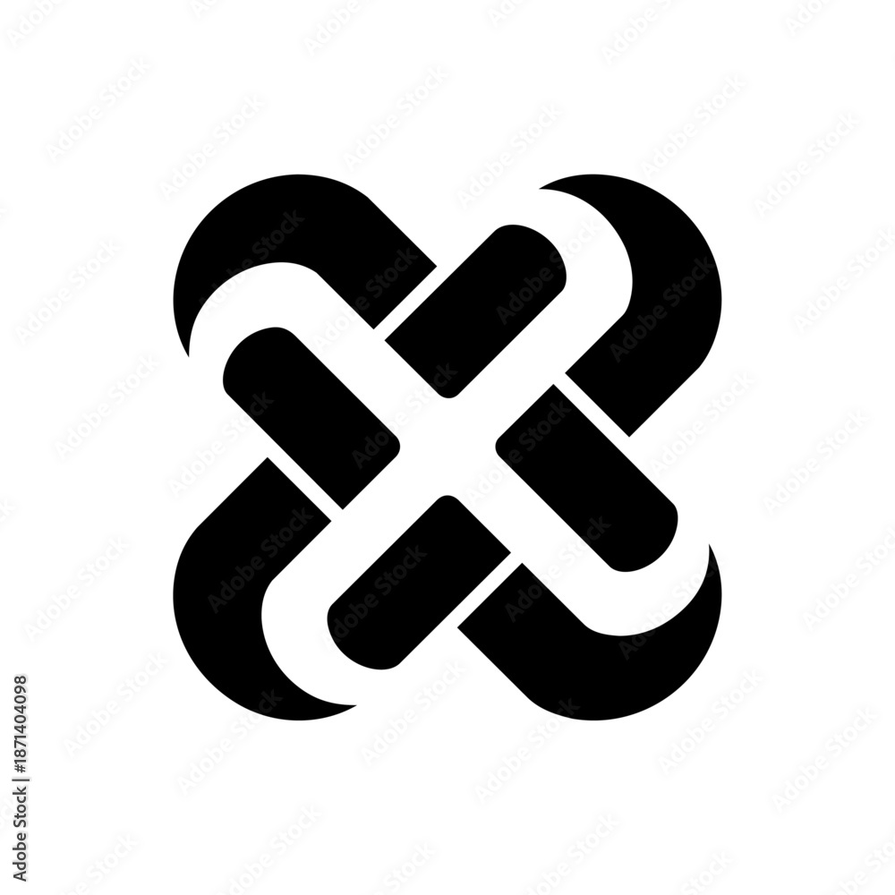 Φωτογραφία Interwoven cross-like knot with smooth rounded paths, expressing connection, protection, continuity, and unity across systems or ideas
