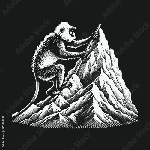 Monkeys Ascent: A Detailed Illustration of Determination and Perseverance.