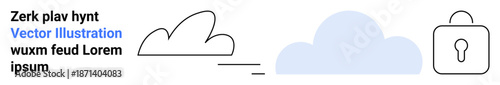Data protection, cloud computing, cybersecurity, online privacy, secure access, digital infrastructure. Cloud and lock icon. Cloud computing and data protection concept