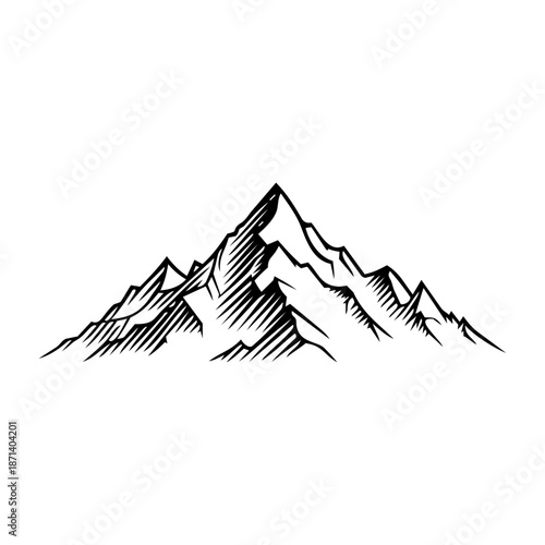 Mountain range drawn with expressive line work, symbolizing strength, adventure, resilience, exploration, and long-term goals.