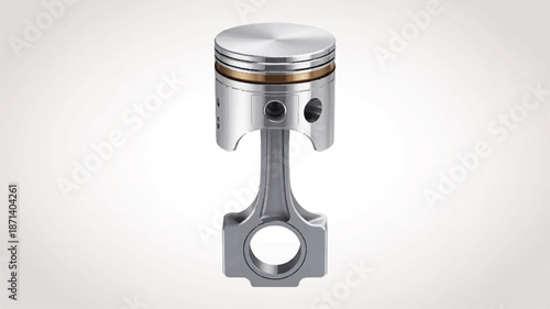 Shiny metal engine piston component for machinery