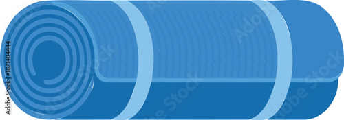 Blue Rolled Yoga Mat Vector Illustration for Fitness, Pilates and Gym Workouts