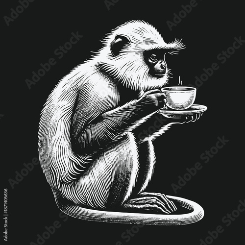 Monkey Sipping Tea: A Moment of Refined Simian Leisure.