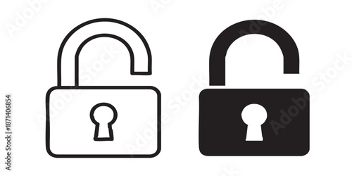Unlocked vector icon, open lock symbol, outline and filled style, isolated on transparent background, clean modern security and access illustrationUnlocked vector icon, open lock symbol, outline and f