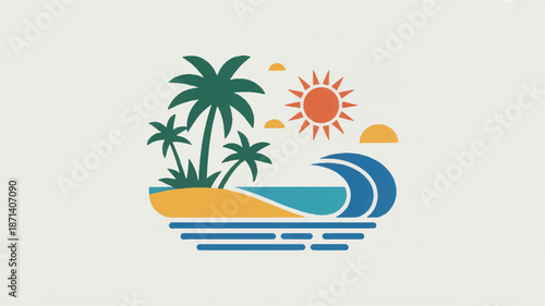 Tropical island with palm trees and sunny weather