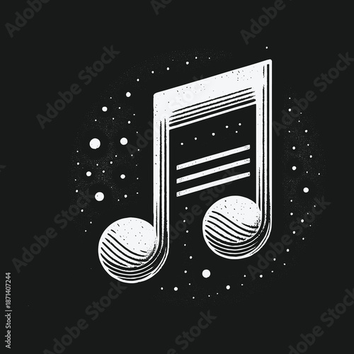 Elegant Music Note Illustration on Dark Background with Artistic Flair.