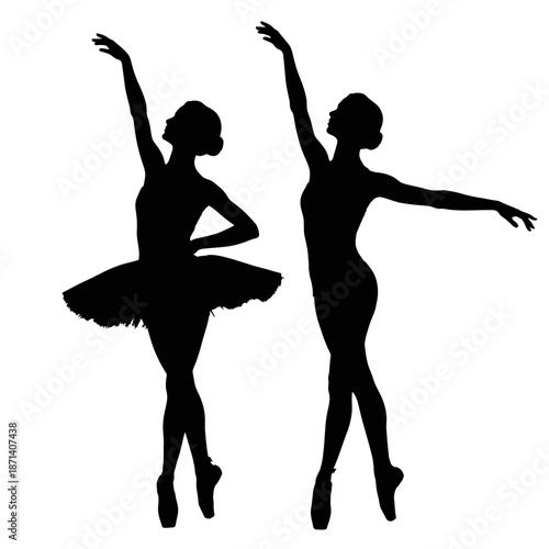 Elegant ballerinas in dynamic dance poses