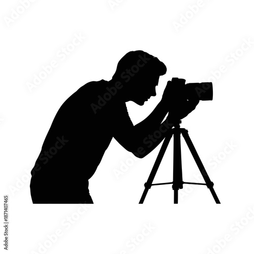 Photographer taking professional photos with camera on tripod