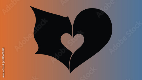 Broken heart shape isolated on transparent background