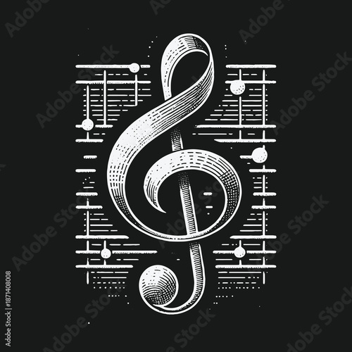 Elegant Treble Clef Design on Dark Background for Music Enthusiasts.