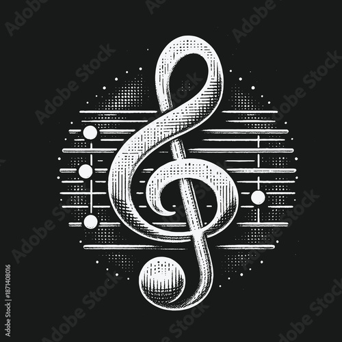 Elegant Treble Clef Design: A Musical Note in Artistic Detail.
