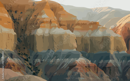 Colorful layered rock formations in arid landscape scenic geological wonder panorama of desert mountains with vibrant strata patterns for travel adventure exploration and nature photography background