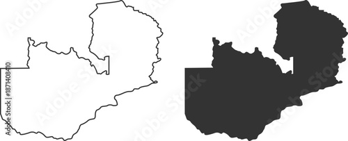 Minimalist geographic border map of Zambia for travel and educational design