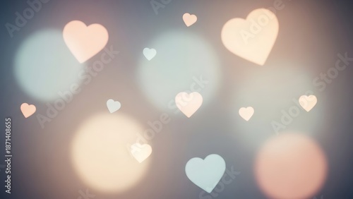 Soft Focus Heart Shapes Floating in Pastel Colors on Gradient Background