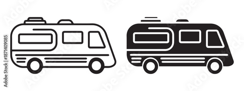 Motorhome Vector Icon Illustration for Travel, Camping, and Recreational Vehicle Design