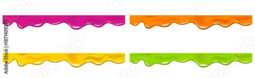 Pink, green, yellow, orange drip cream drops, jelly.