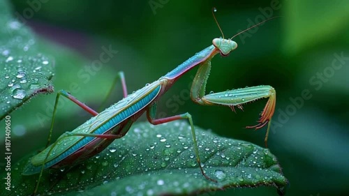 praying mantis on green leaf