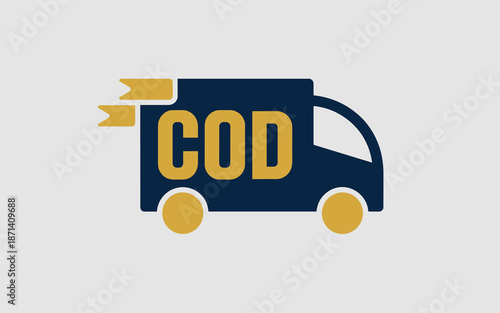 COD delivery truck shipping package fast cash on delivery service vector illustration for online shop store purchase payment method logistics transportation business internet shopping concept design