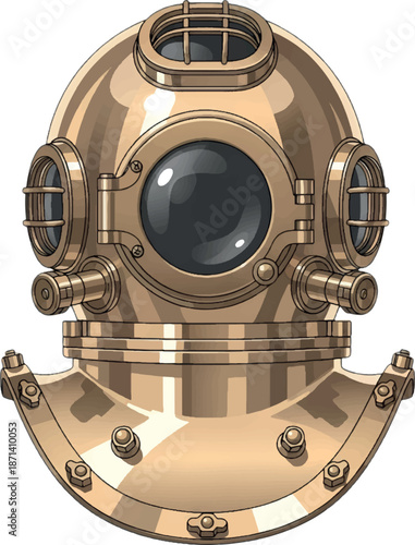 Vintage Copper Diving Helmet Old Dive Equipment.