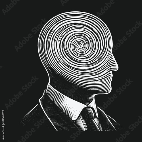 Hypnotic Mind: A Conceptual Illustration of Focus and Inner Thought.