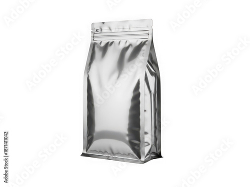 Silver foil stand-up pouch with zipper closure mockup