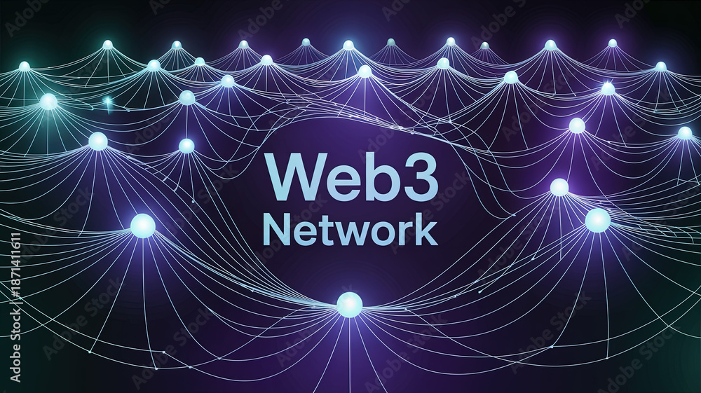 Obraz premium Web3 Network Connection: A visually captivating network of interconnected nodes and lines illustrates the intricate structure of the Web3, showcasing its decentralized nature.