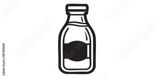 Milk vector icon, glass bottle design, outline and filled style, isolated on transparent background, clean modern dairy and beverage illustrationMilk vector icon, glass bottle design, outline and fill